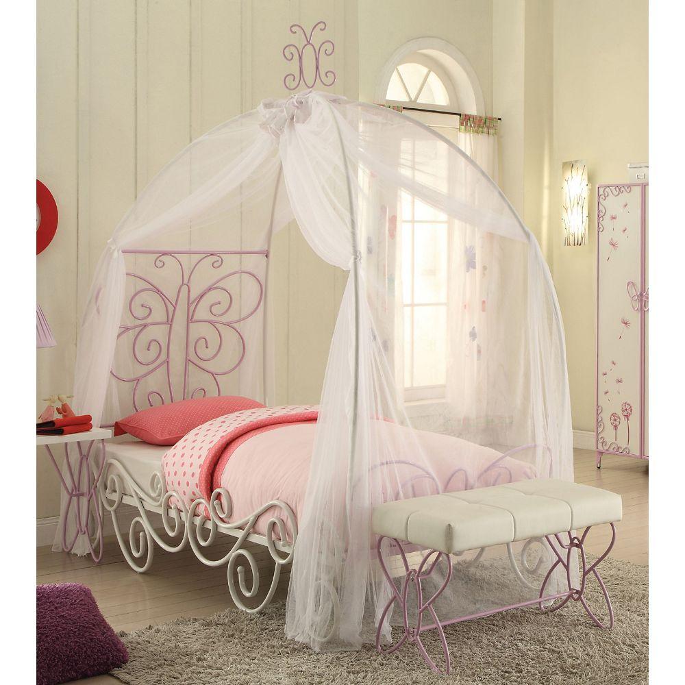 Full Size White and Light Purple ACME Priya II Princess Style Bed-Novelty Bed-HomeDaybed