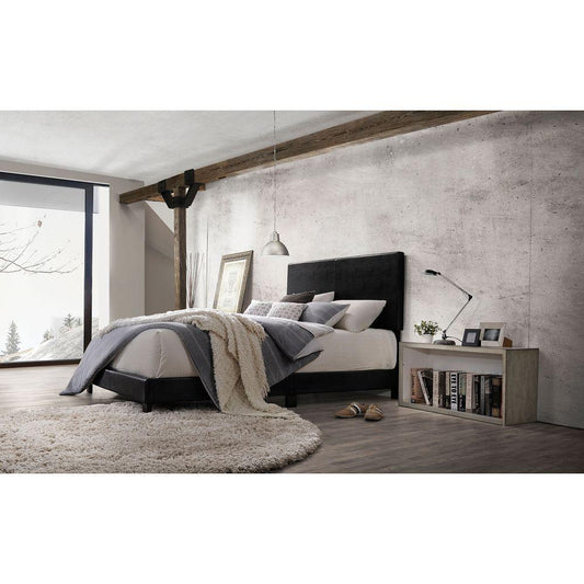 Queen Size Black ACME Lien Upholstered Platform Bed-Panel bed-HomeDaybed