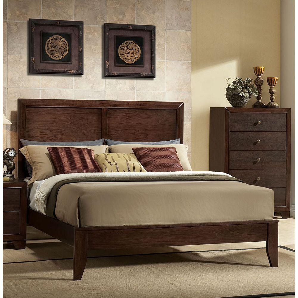 Queen Size Espresso ACME Madison Platform Bed-Panel bed-HomeDaybed