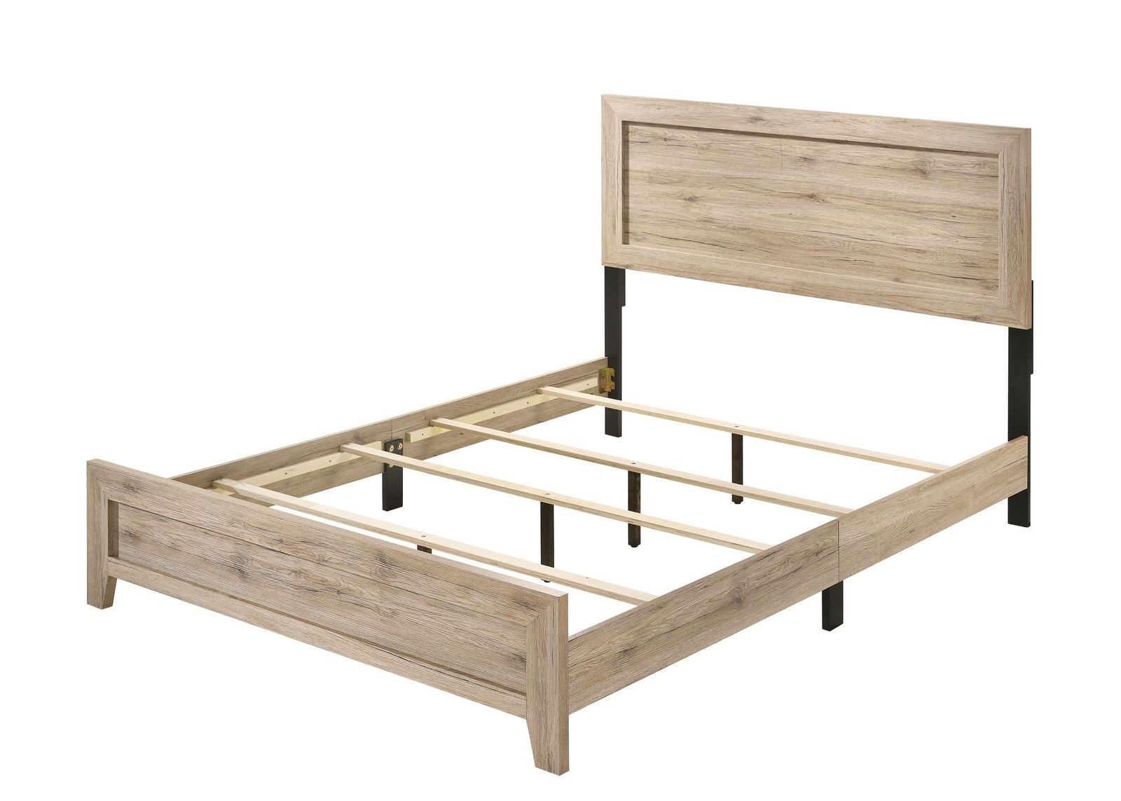 Queen Size Natural Wood ACME Miquell Platform Bed with Panel Headboard and Footboard-Panel bed-HomeDaybed