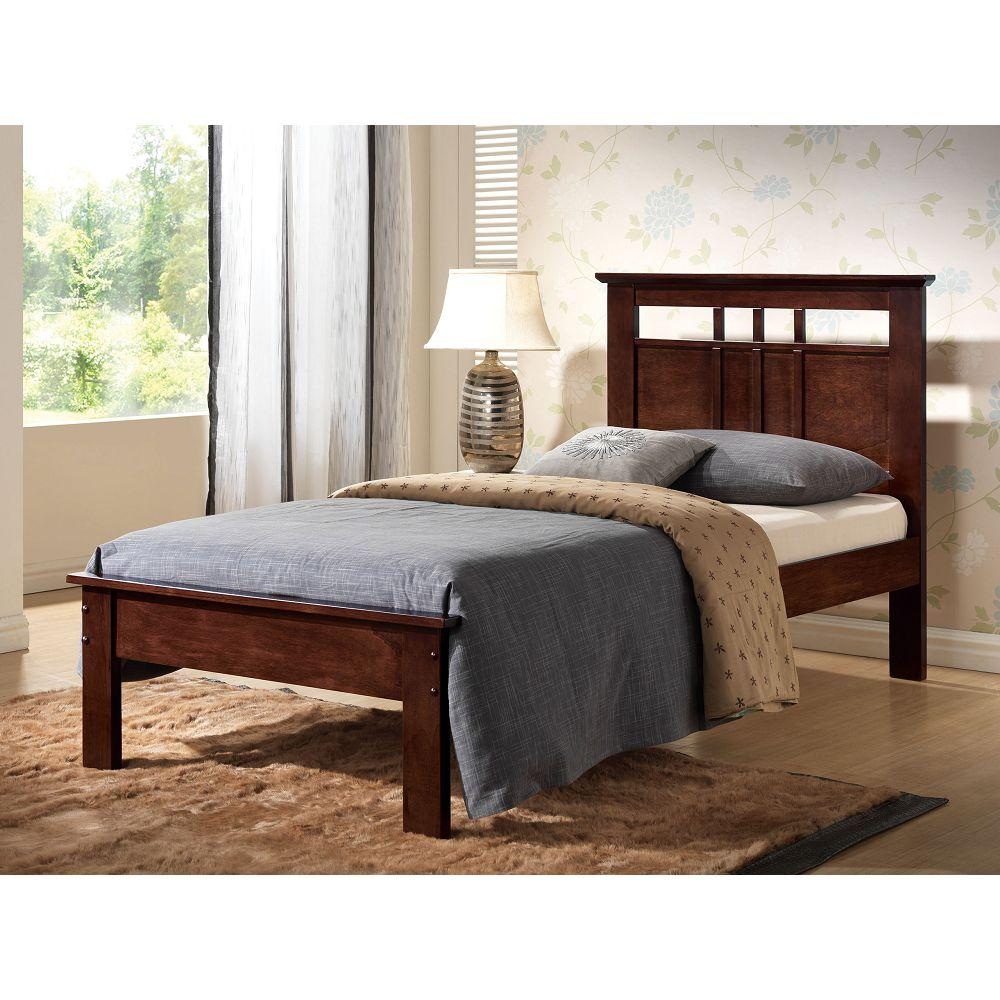 Twin Cappuccino Wood ACME Donato Platform Bed with High-Profile Headboard-Platform Bed-HomeDaybed