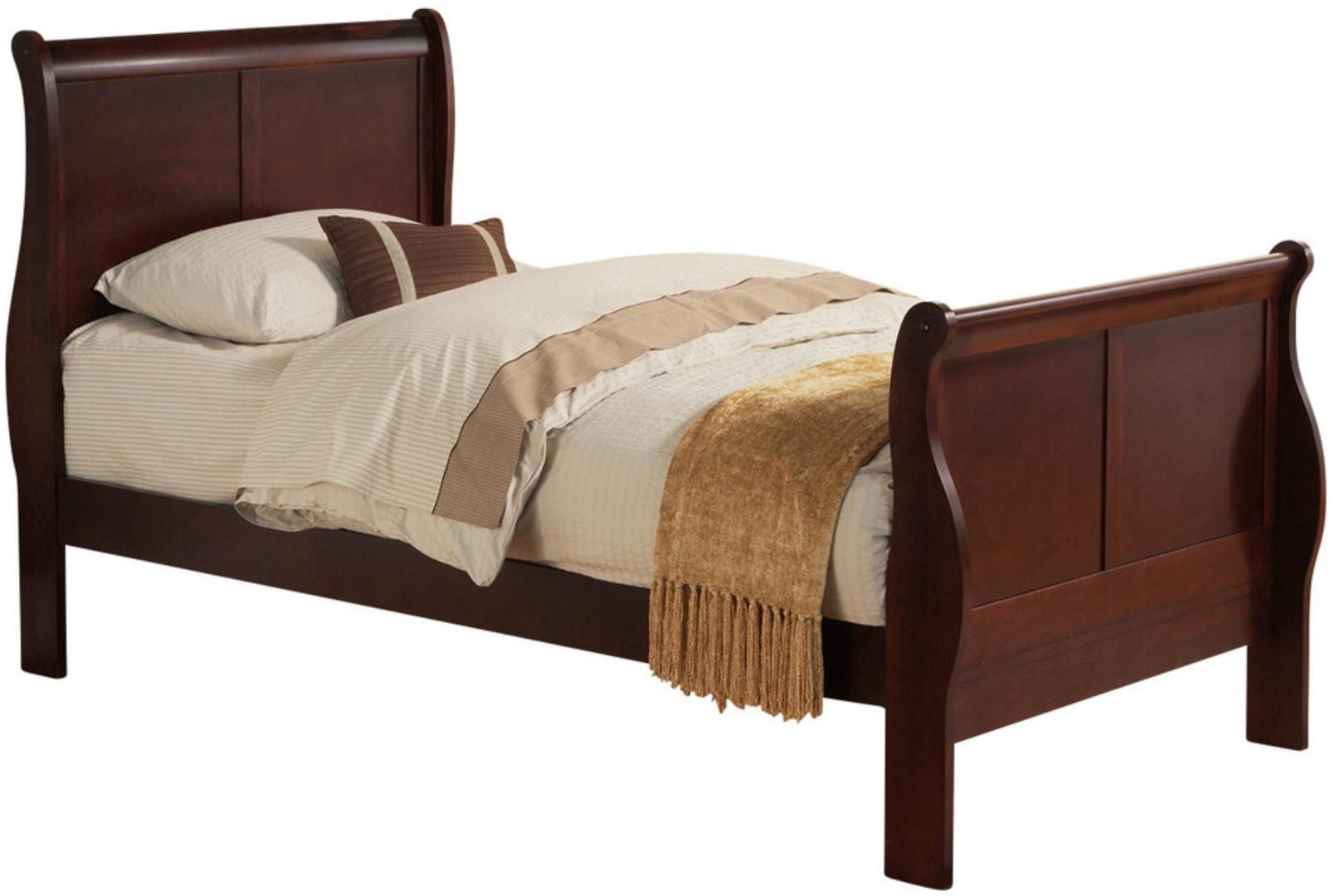 Twin Cherry Color Wood ACME Louis Phillipe Platform Bed-Sleigh Bed-HomeDaybed