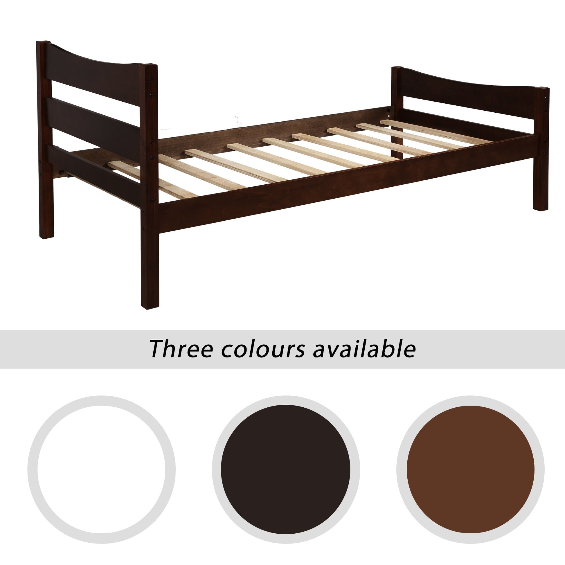 Twin Espresso Pinewood Platform Bed with Headboard and Footboard-Platform Bed-HomeDaybed