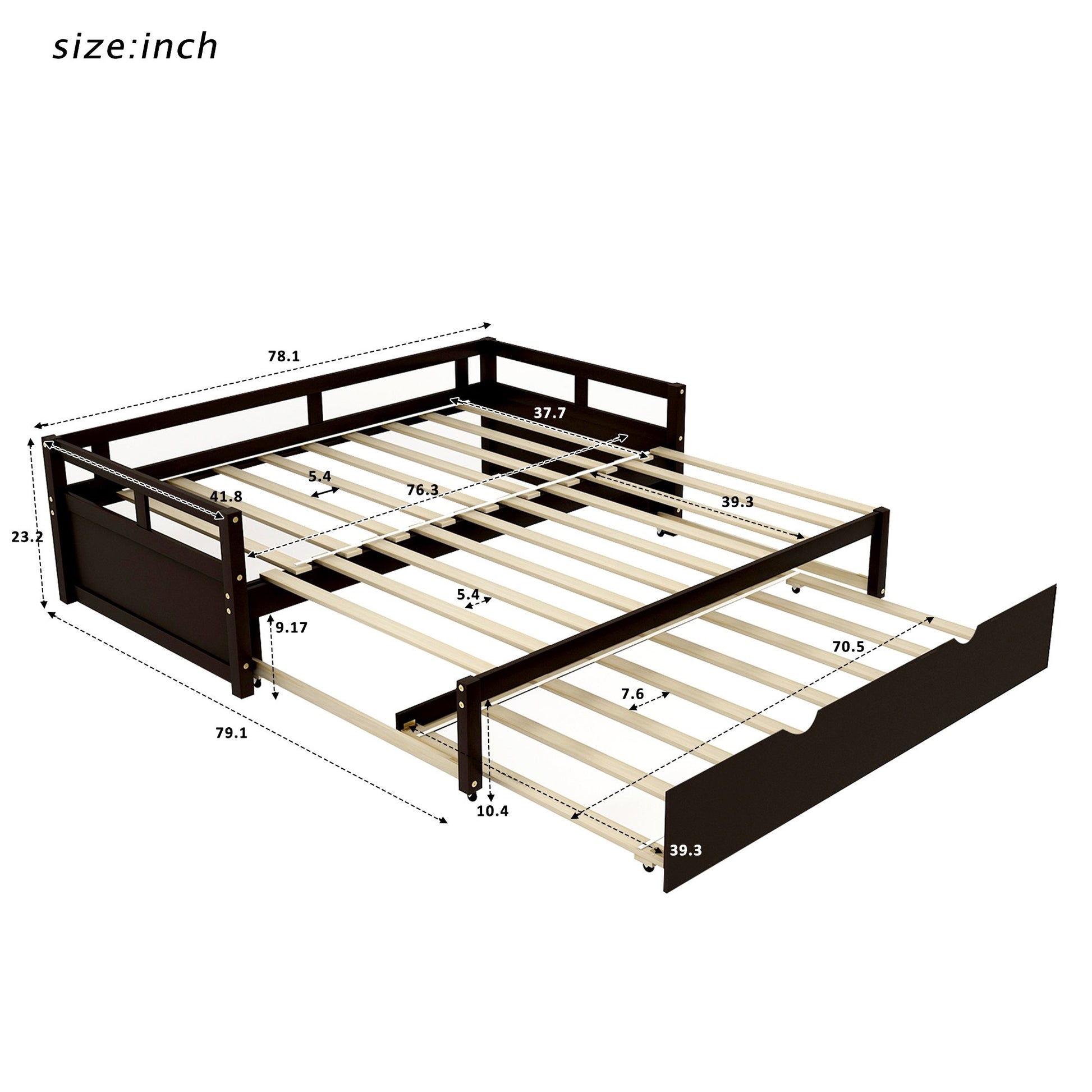 Merax Wooden Daybed Extendable Bed with Trundle Sofa Bed for Bedroom