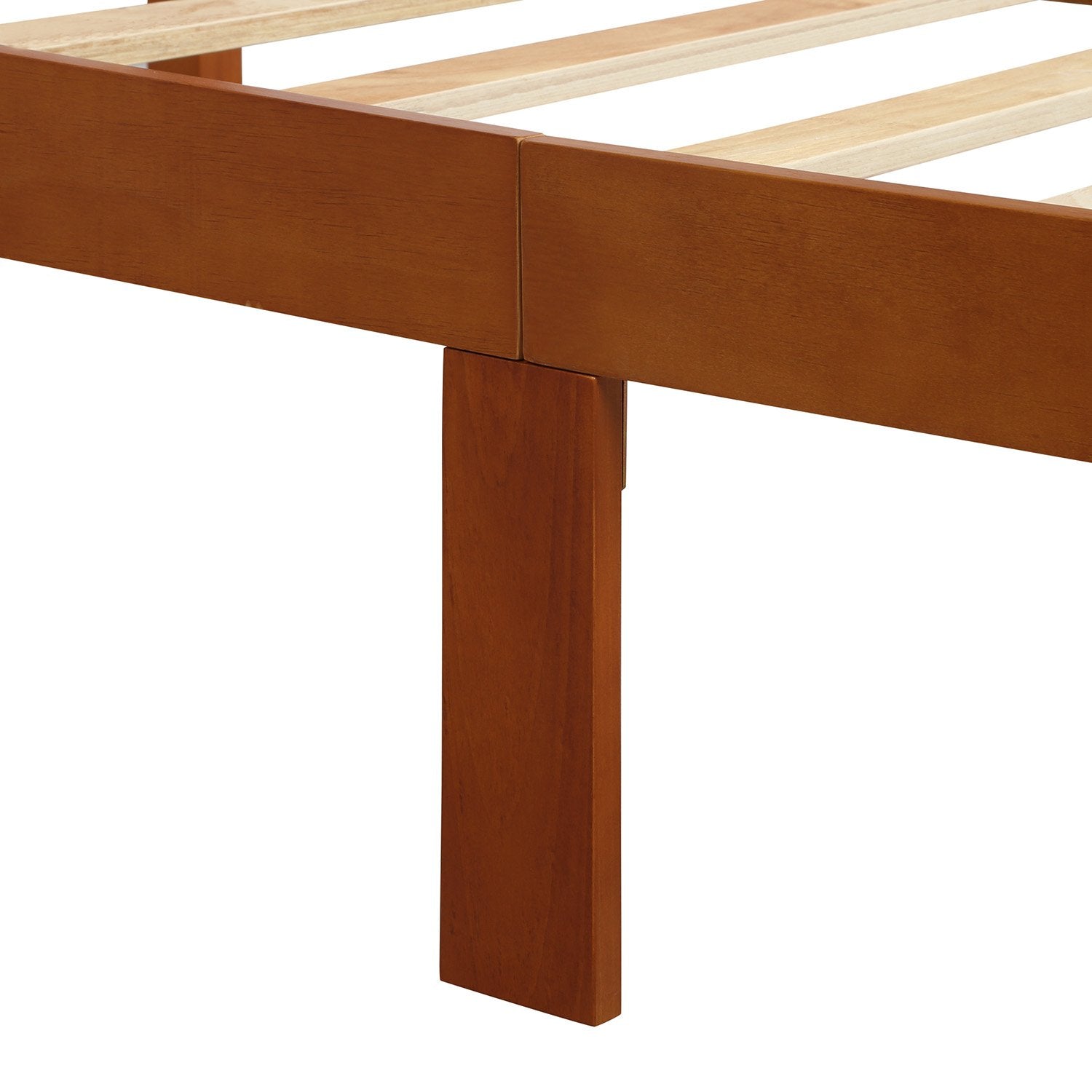 Twin Oak Color Wood Classic Platform Bed-Platform Bed-HomeDaybed