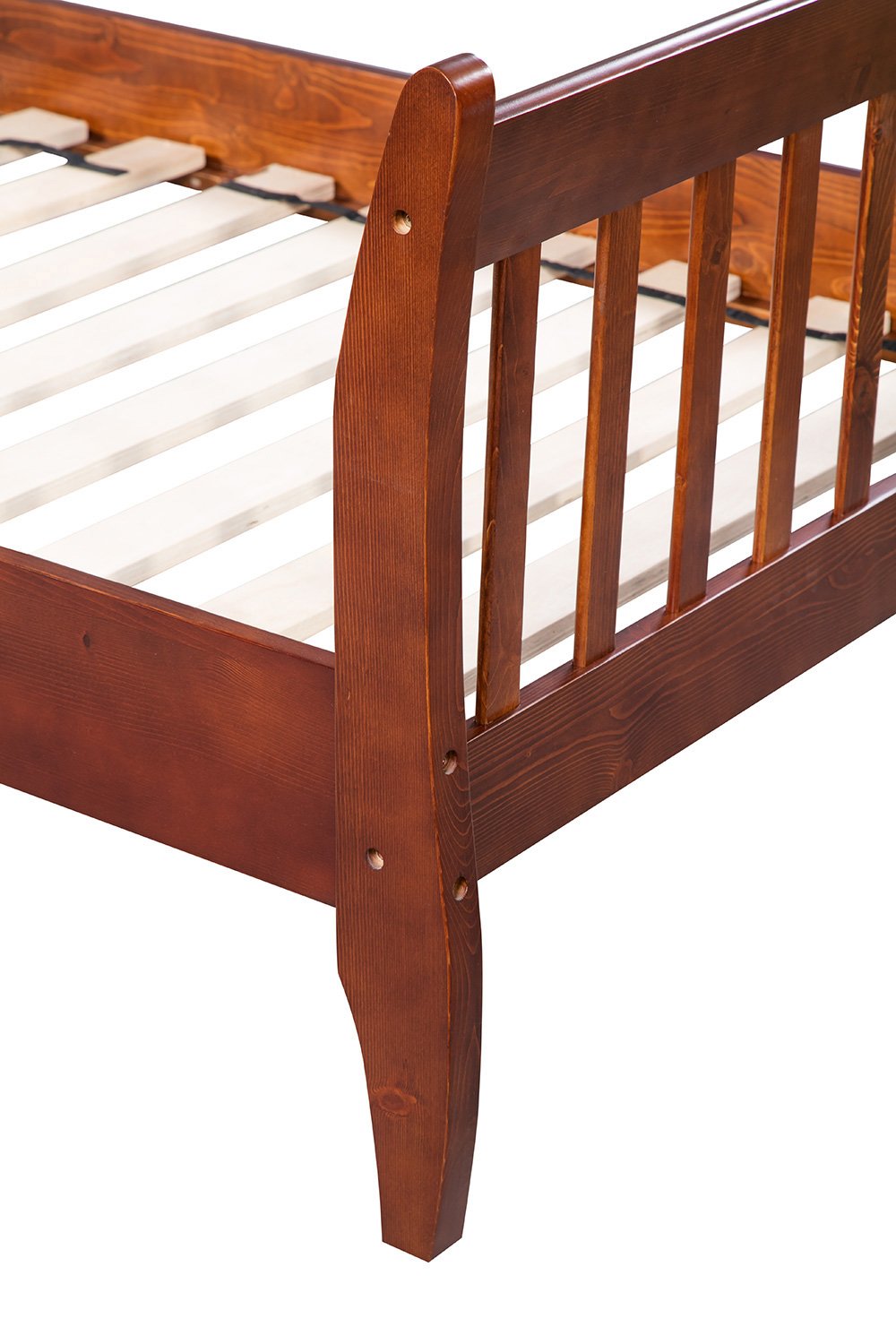 Twin Walnut Color Wood Platform Bed with Bow Shaped Leg Detail-Platform Bed-HomeDaybed
