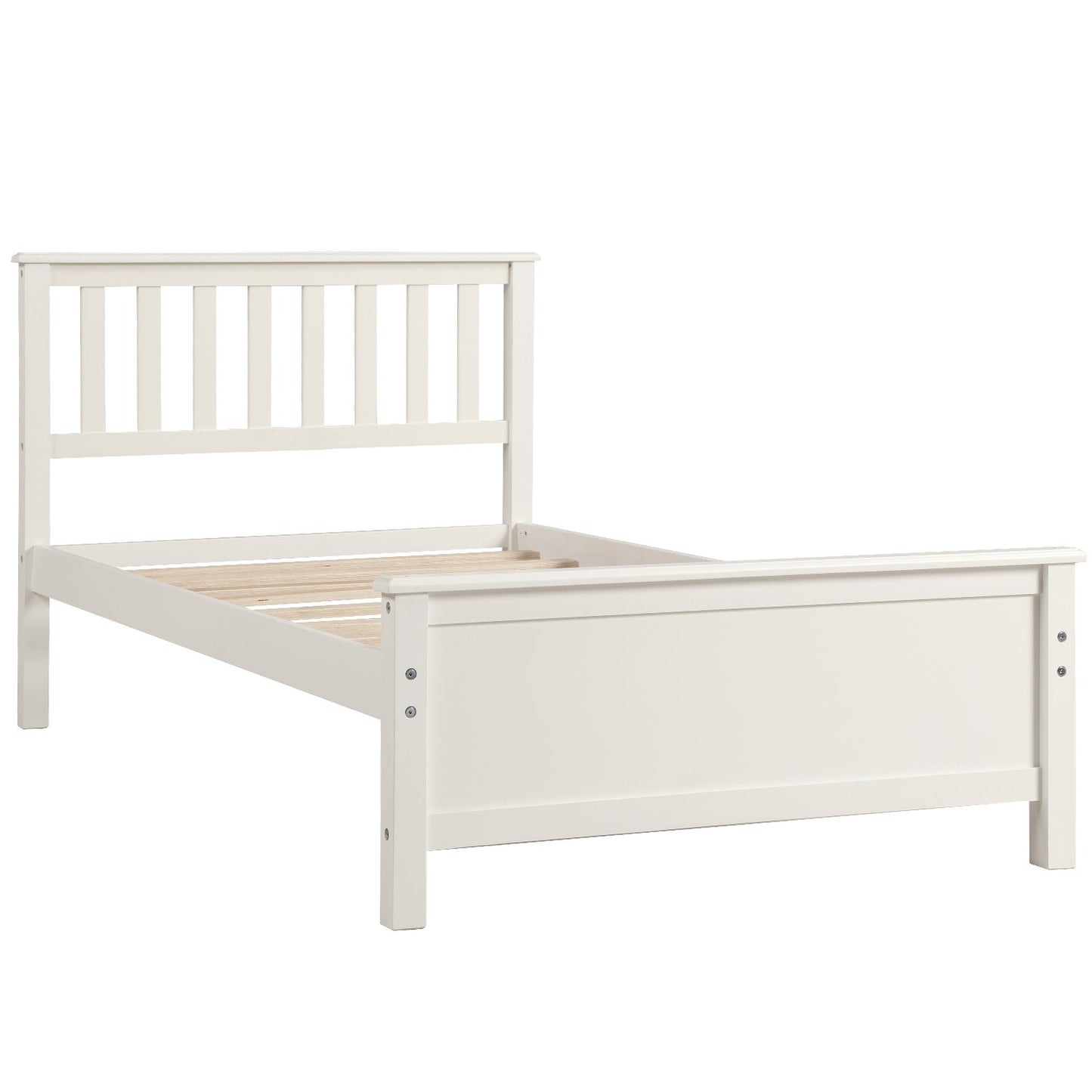 Twin White Pinewood Classic Platform Bed-Platform Bed-HomeDaybed