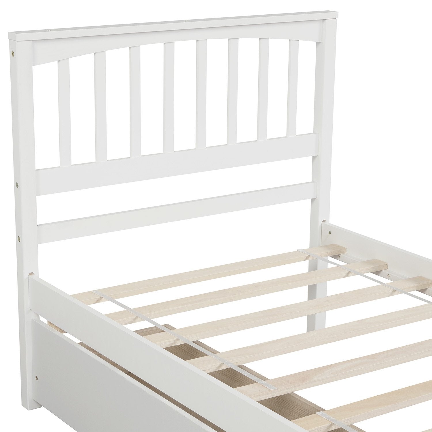 Twin White Pinewood Classic Style Platform Bed with Two Drawers-Platform Bed-HomeDaybed