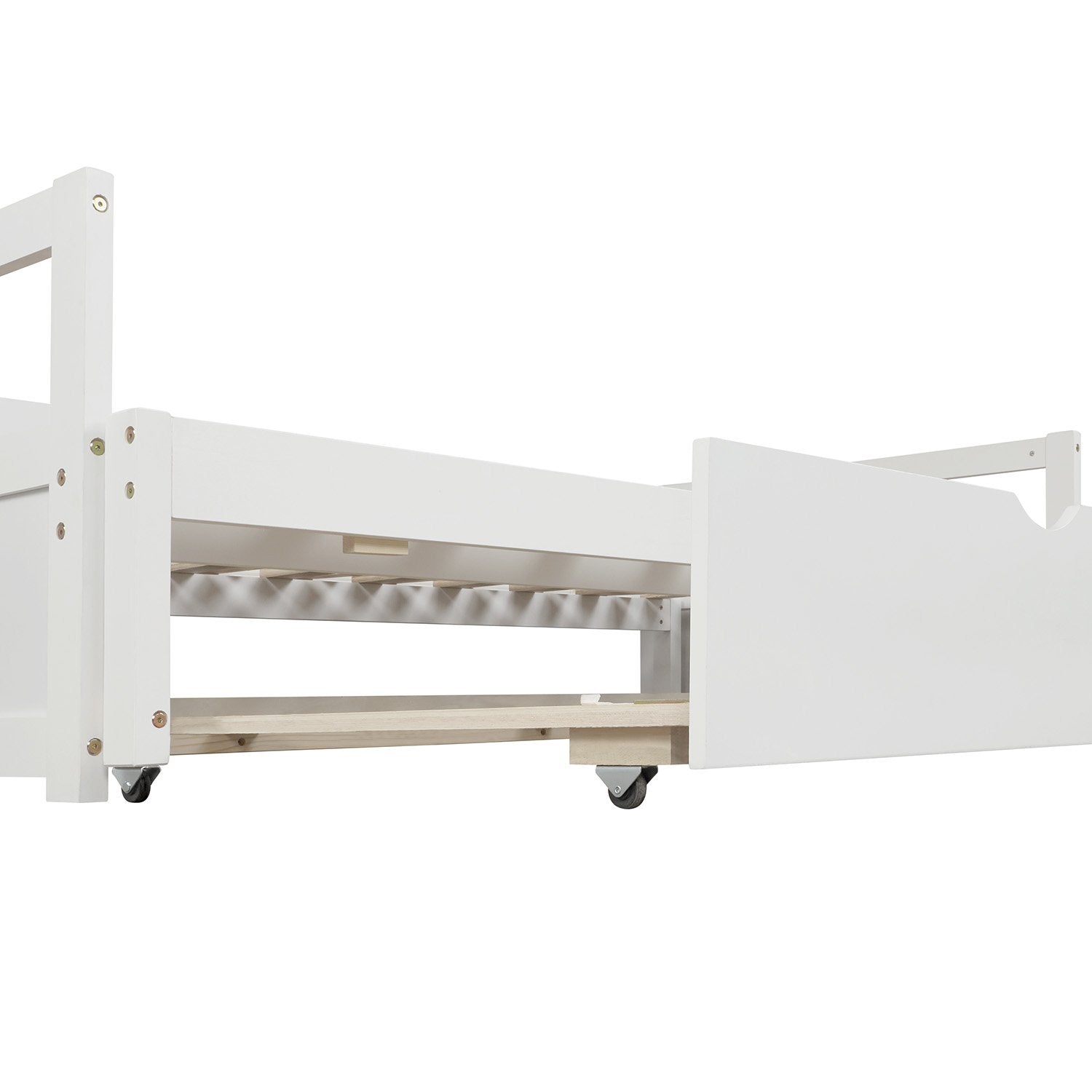 Twin White Pinewood Daybed with Twin Trundle, Converts to King Size Bed-Daybed-HomeDaybed