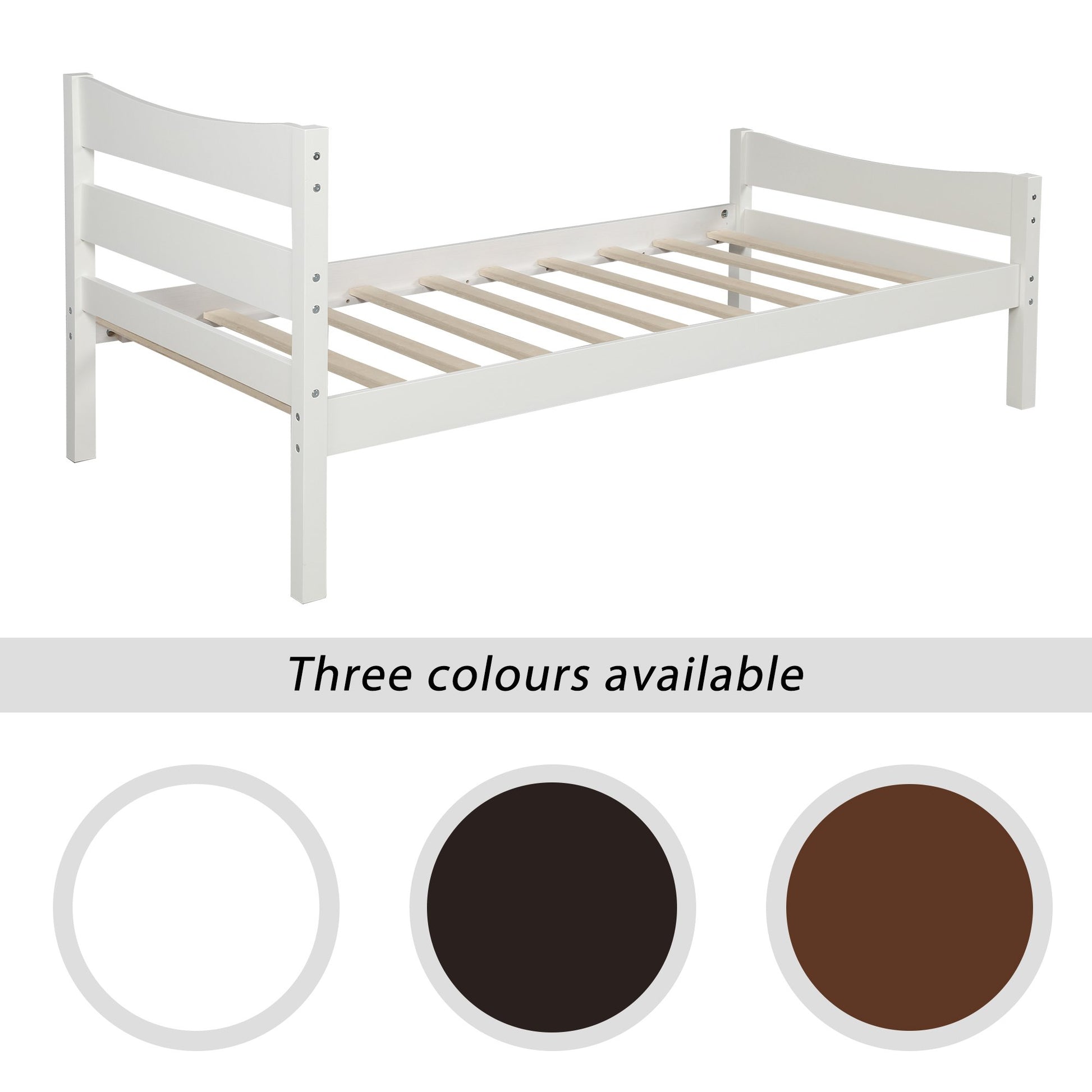 Twin White Wood Classic Platform Bed-Platform Bed-HomeDaybed