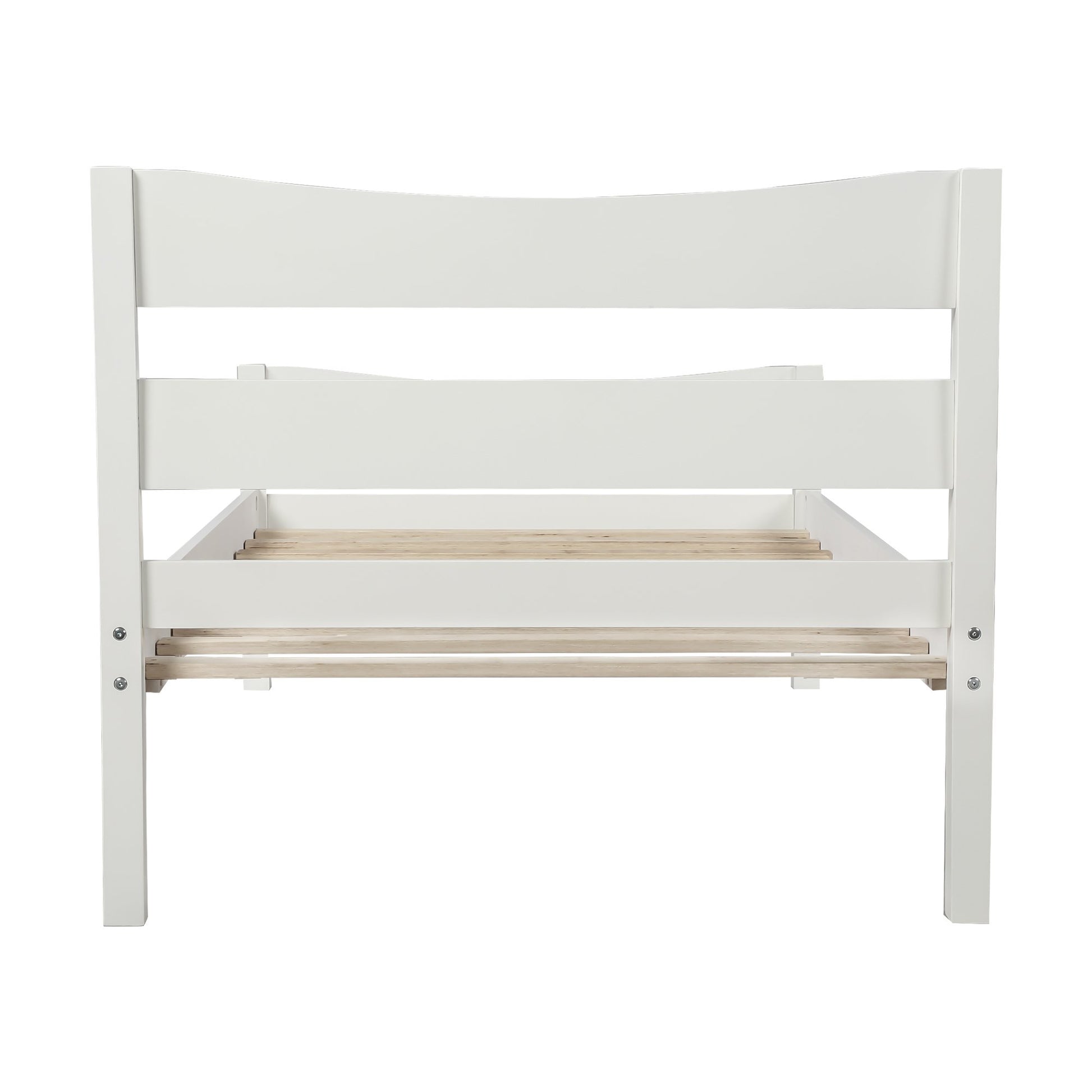 Twin White Wood Classic Platform Bed-Platform Bed-HomeDaybed