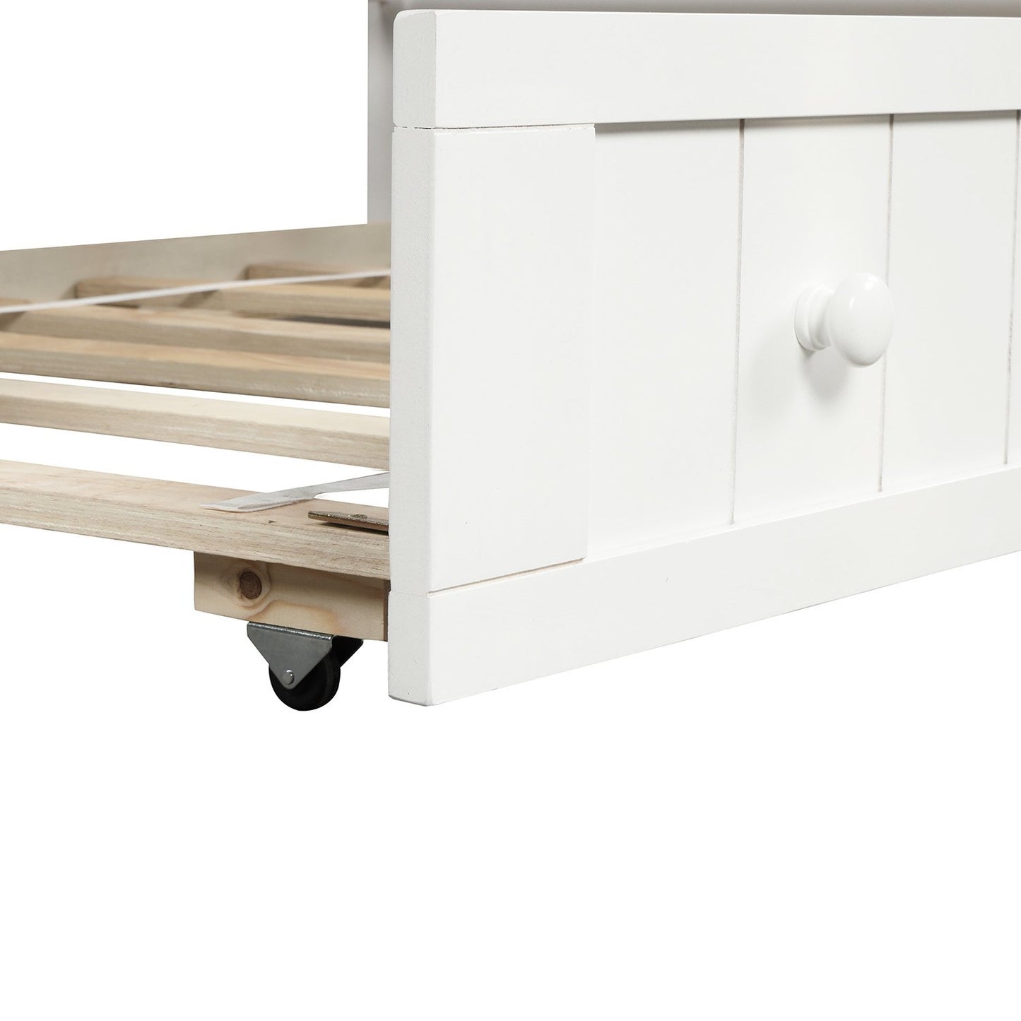 Twin White Wood Daybed with Twin Trundle and High Curved Back-Daybed-HomeDaybed