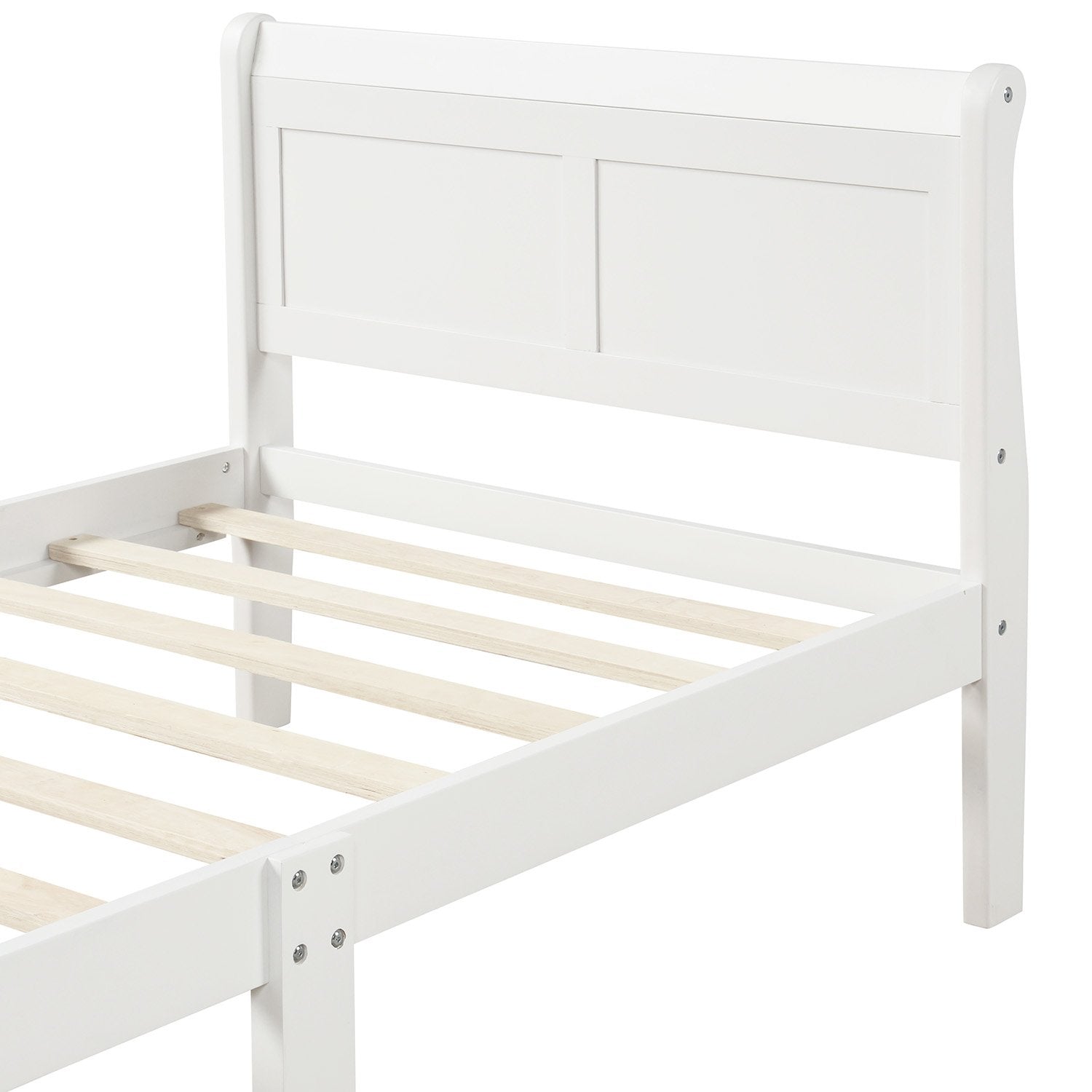 Twin White Wood Platform Bed with Headboard and Footboard-Platform Bed-HomeDaybed